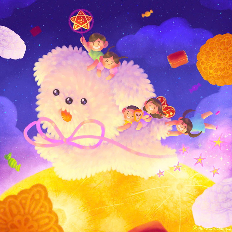 Tác phẩm “Chó bưởi đến đây!” của họa sĩ Minh Phúc