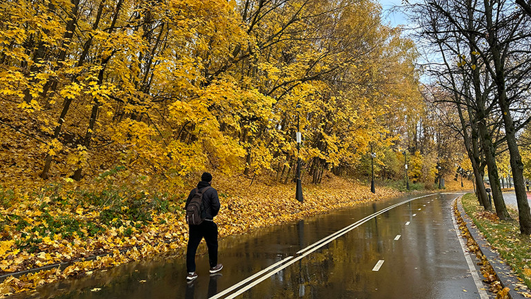 Trên Đồi Chim sẻ nơi cao nhất trong thành phố Moskva tràn ngập sắc vàng.