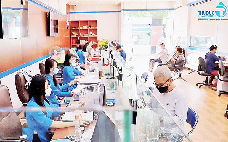 Bộ phận chăm sóc khách hàng của Công ty cổ phần Cấp nước Thủ Đức.