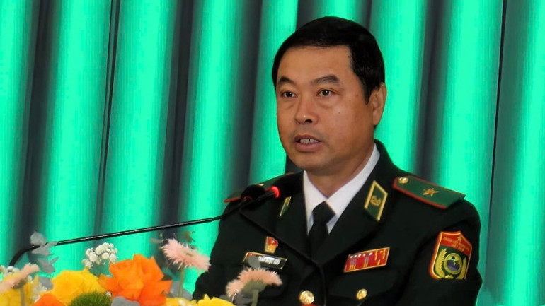 Thiếu tướng Trần Ngọc Hữu, Phó Tư lệnh Bộ đội Biên phòng phát biểu.