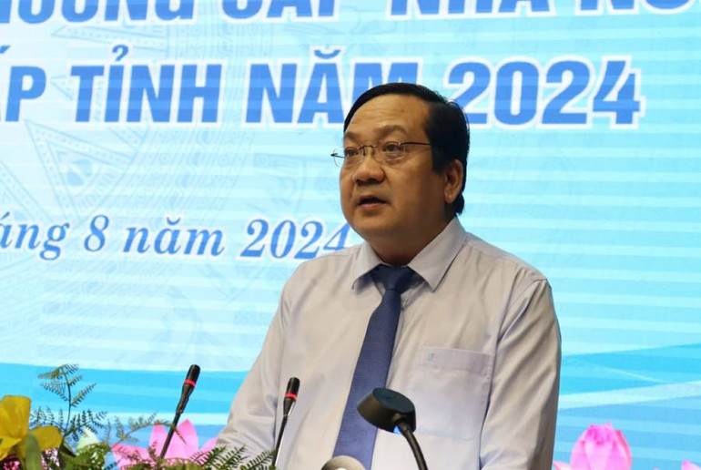 Phó Chủ tịch Ủy ban nhân dân tỉnh Long An Nguyễn Minh Lâm phát biểu.