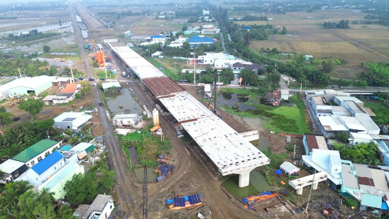 Đường Vành đai 3-Thành phố Hồ Chí Minh đoạn qua Long An thi công đạt tiến độ đề ra.