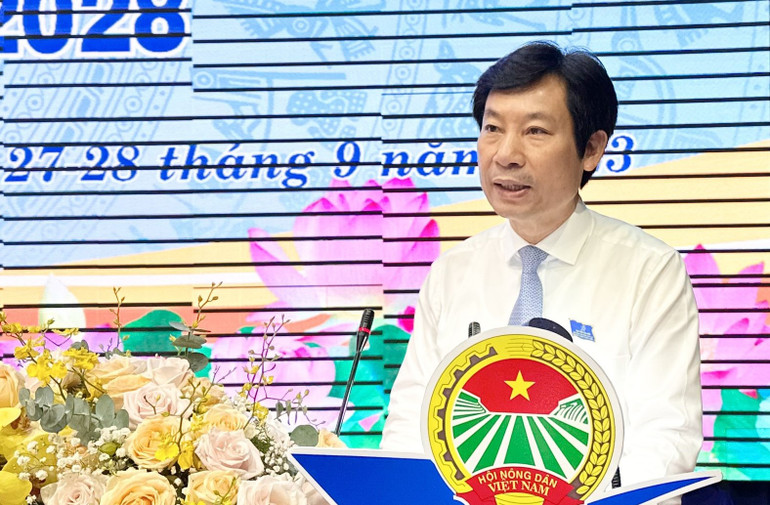 Phó Chủ tịch Ban Chấp hành Trung ương Hội Nông dân Việt Nam Nguyễn Xuân Định phát biểu chỉ đạo Đại hội.