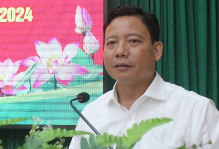 Phó Chủ tịch Ủy ban nhân dân tỉnh, Trưởng Ban Chỉ đạo 515 tỉnh tỉnh Long An Phạm Tấn Hòa phát biểu tại hội nghị.