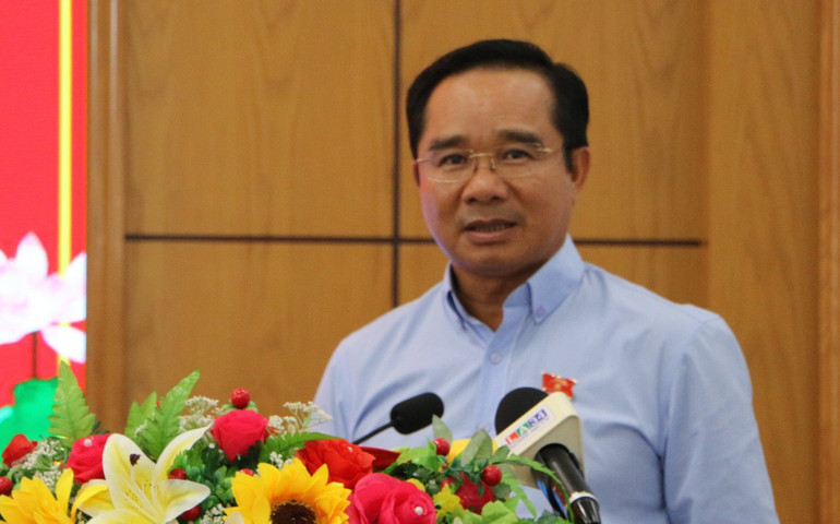 Bí thư Tỉnh ủy Long An Nguyễn Văn Được phát biểu chỉ đạo.