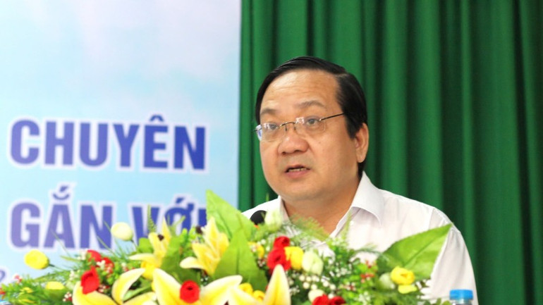 Phó Chủ tịch Ủy ban nhân dân tỉnh Long An Nguyễn Minh Lâm phát biểu tại lễ khởi động.