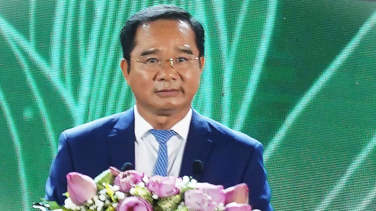 Bí thư Tỉnh ủy Long An Nguyễn Văn Được phát biểu khai mạc.