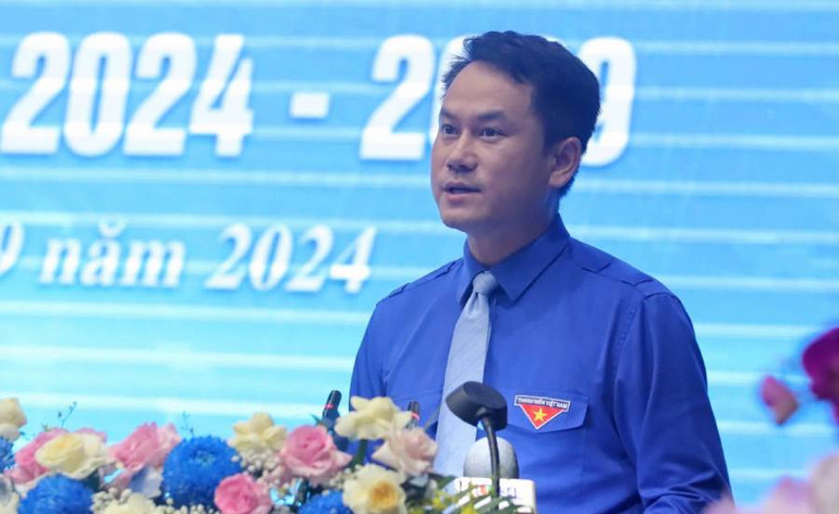 Phó Chủ tịch thường trực Trung ương Hội Liên hiệp Thanh niên Việt Nam Nguyễn Kim Quy phát biểu tại Đại hội.