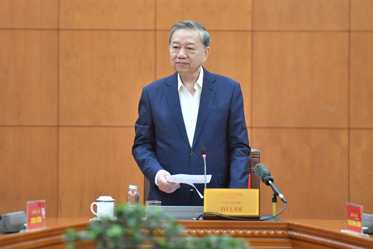 Tổng Bí thư Tô Lâm phát biểu kết luận phiên họp Tiểu ban Nhân sự Đại hội XIV của Đảng. (Ảnh: ĐĂNG KHOA)