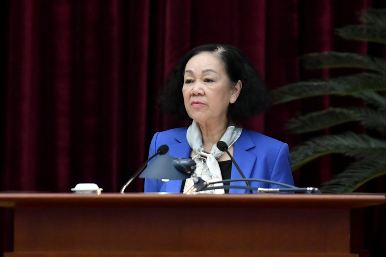 Đồng chí Trương Thị Mai phát biểu chỉ đạo hội nghị. (Ảnh: ĐĂNG KHOA)