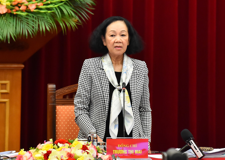 Đồng chí Trương Thị Mai phát biểu tại hội nghị. (Ảnh: Thủy Nguyên) Đồng chí Trương Thị Mai phát biểu tại hội nghị. (Ảnh: Thủy Nguyên)