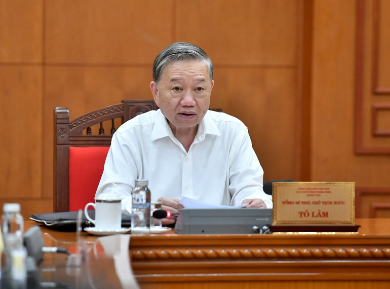 Tổng Bí thư, Chủ tịch nước Tô Lâm phát biểu tại cuộc họp. (Ảnh: ĐĂNG KHOA)