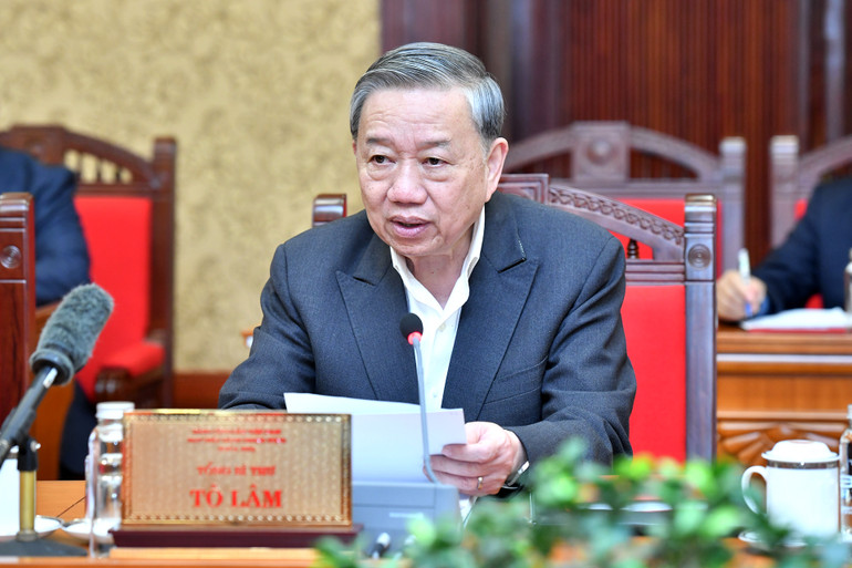 Tổng Bí thư Tô Lâm chủ trì làm việc với Đảng ủy Thanh tra Chính phủ và các cơ quan, đơn vị và thành phố Hà Nội. (Ảnh: ĐĂNG KHOA)