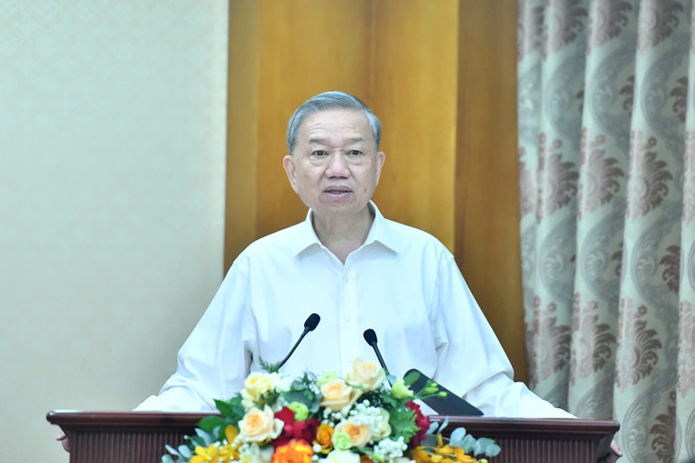 Tổng Bí thư, Chủ tịch nước Tô Lâm phát biểu tại buổi gặp mặt. Ảnh: ĐĂNG KHOA