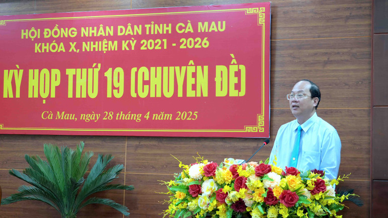 Bí thư Tỉnh ủy Cà Mau Nguyễn Hồ Hải phát biểu tại kỳ họp.