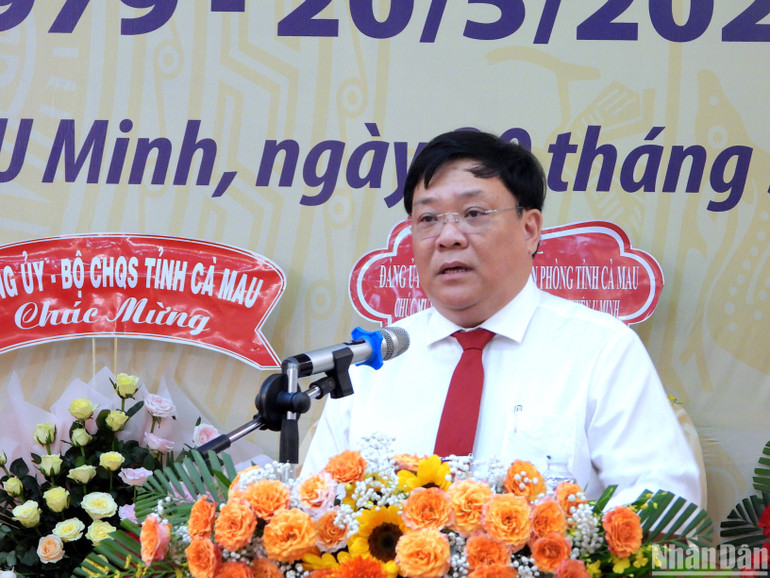 Phó Bí thư Thường trực Tỉnh uỷ Cà Mau Phạm Thành Ngại phát biểu chỉ đạo tại buổi họp mặt kỷ niệm 45 năm ngày thành lập huyện U Minh.