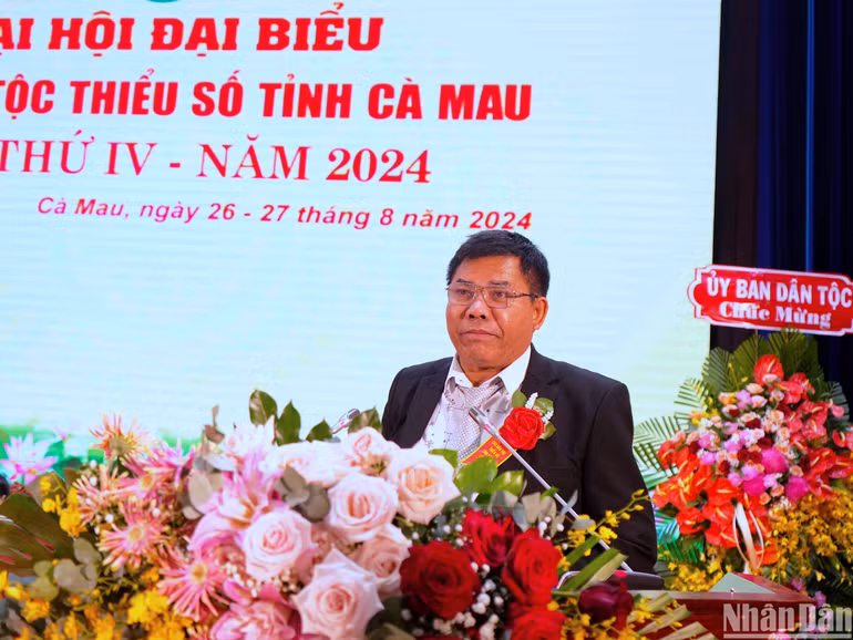 Đồng chí Y Thông, Thứ trưởng, Phó Chủ nhiệm Ủy ban Dân tộc phát biểu chỉ đạo tại Đại hội.