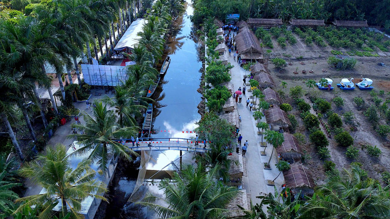 Một góc không gian tổ chức Ngày hội "Hương rừng U Minh".