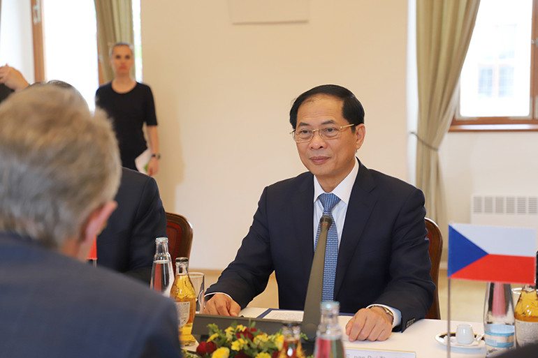 Bộ trưởng Ngoại giao Bùi Thanh Sơn tại cuộc gặp. Bộ trưởng Ngoại giao Bùi Thanh Sơn tại cuộc gặp.