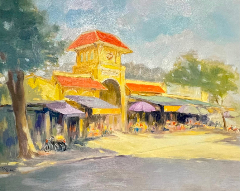 Tác phẩm "Chợ Châu Long" của Phạm Thái.