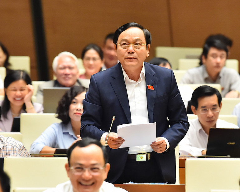 Đại biểu Hoàng Đức Thắng (đoàn Quảng Trị). (Ảnh: Thủy Nguyên)