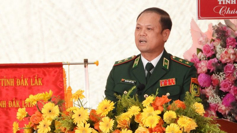 Trung tướng Nguyễn Anh Tuấn, Bí thư Đảng ủy, Chính ủy Bộ đội Biên phòng phát biểu tại buổi lễ.