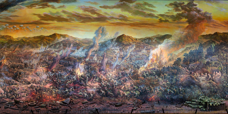 Một trường đoạn của bức tranh tròn panorama Chiến dịch Điện Biên Phủ