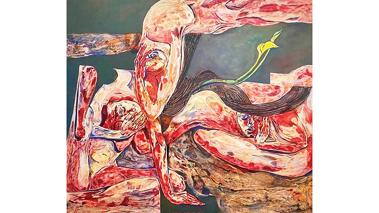 Một tác phẩm trưng bày tại Triển lãm Ở giữa cơn mơ của họa sỹ Lương Lưu Biên