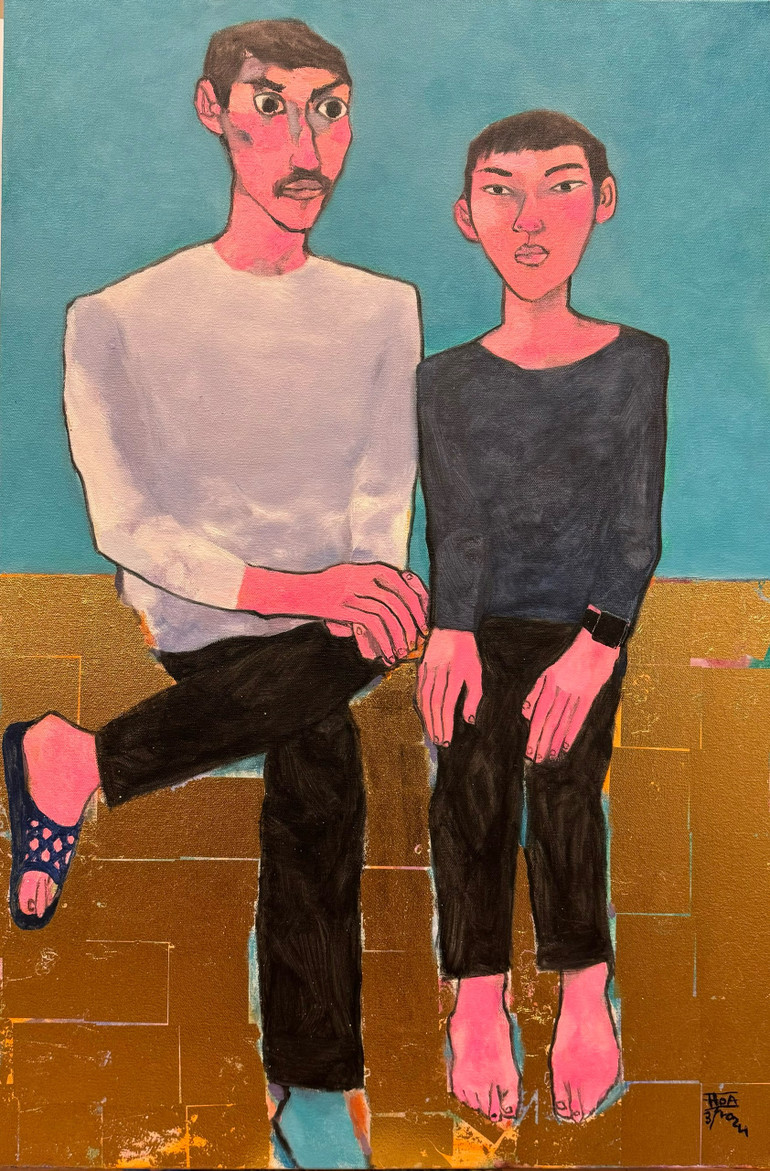 Cha và con - Sơn dầu của Đặng Xuân Hòa Cha và con - Sơn dầu của Đặng Xuân Hòa