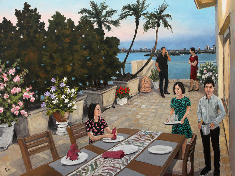 Tối nay có khách - Sơn dầu trên vải Tối nay có khách - Sơn dầu trên vải