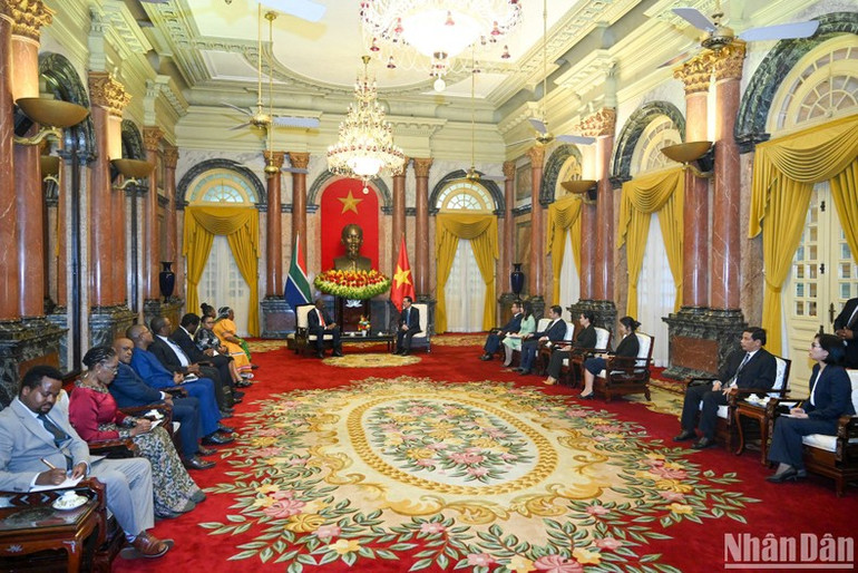 Quang cảnh buổi tiếp tại Phủ Chủ tịch.