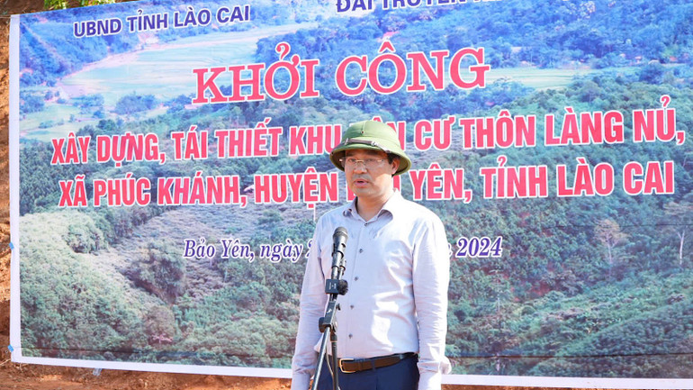 Chủ tịch UBND tỉnh Lào Cai Trịnh Xuân Trường tại lễ Khởi công Dự án Tái định cư Làng Nủ ngày 21/9.