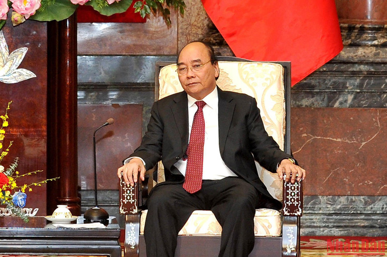 Chủ tịch nước Nguyễn Xuân Phúc phát biểu tại buổi tiếp Thủ tướng Cộng hòa Cuba Manuel Marrero Cruz.