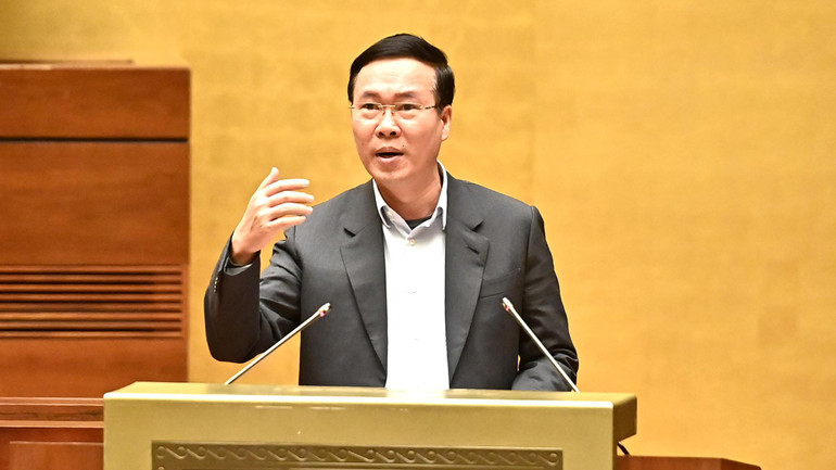 Đồng chí Võ Văn Thưởng, Ủy viên Bộ Chính trị, Thường trực Ban Bí thư phát biểu kết luận hội nghị. (Ảnh: ĐĂNG KHOA)