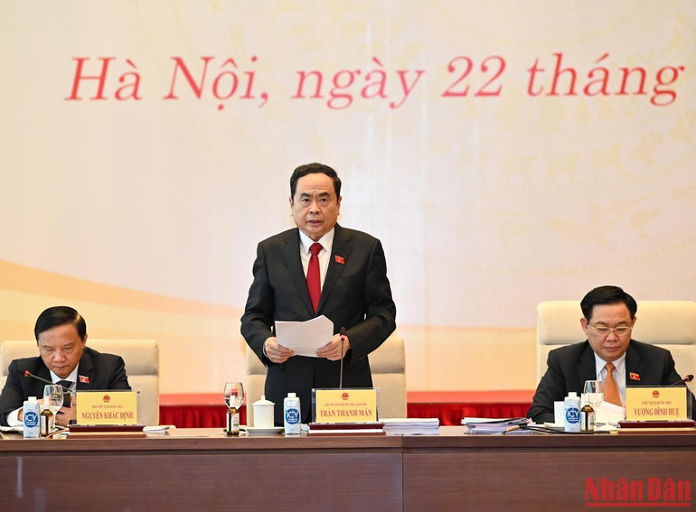 Phó Chủ tịch Thường trực Quốc hội Trần Thanh Mẫn phát biểu tại Hội nghị.