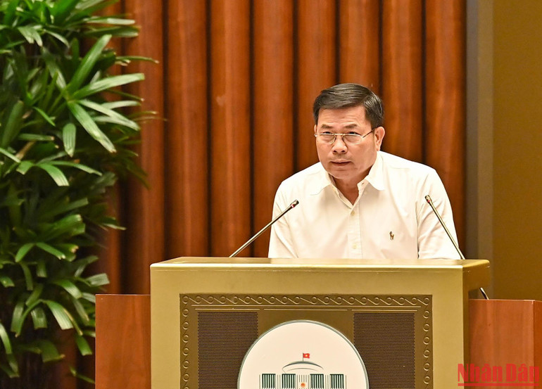 Phó Tổng Thanh tra Chính phủ Trần Văn Minh trình bày tham luận tại phiên họp.