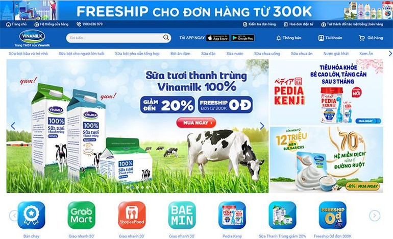 Vinamilk đẩy mạnh kênh mua hàng trực tuyến nhằm gia tăng trải nghiệm mua sắm cho người tiêu dùng.