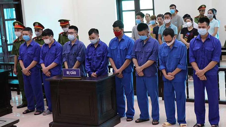 Các bị cáo tại phiên tòa. Các bị cáo tại phiên tòa.