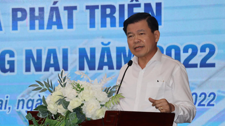 Bí thư Tỉnh ủy Đồng Nai Nguyễn Hồng Lĩnh phát biểu tại hội nghị.