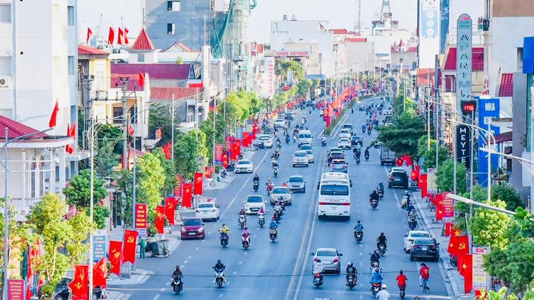 Khu trung tâm huyện Thủy Nguyên đã mang vóc dáng của đô thị khang trang.