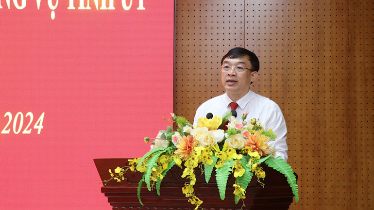 Tân Trưởng ban Tuyên giáo Bắc Ninh phát biểu nhận nhiệm vụ.