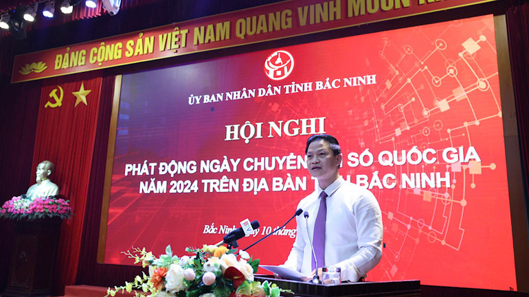 Chủ tịch Ủy ban nhân dân tỉnh Bắc Ninh Vương Quốc Tuấn phát biểu tại Lễ phát động.