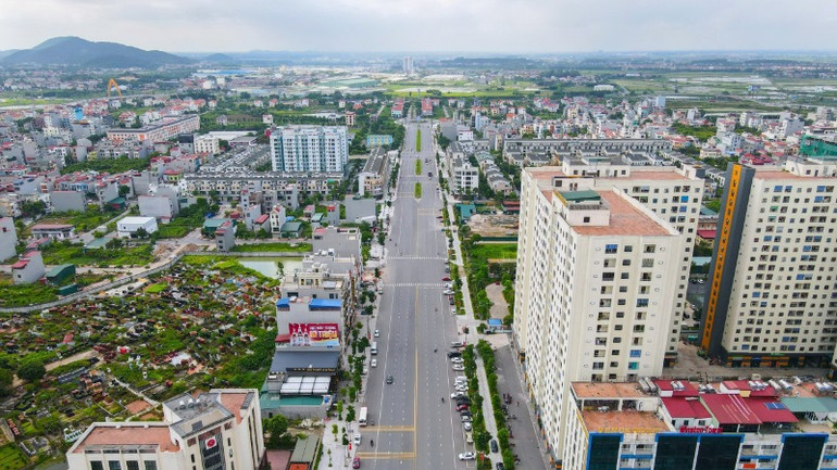 Một góc thành phố Bắc Ninh nhìn từ trên cao.