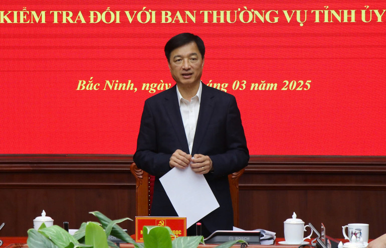 Đồng chí Nguyễn Duy Ngọc, Ủy viên Bộ Chính trị, Chủ nhiệm Ủy ban Kiểm tra Trung ương, phát biểu chỉ đạo tại hội nghị.