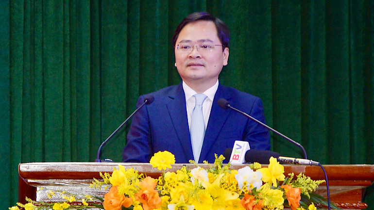 Bí thư Tỉnh ủy Bắc Ninh Nguyễn Anh Tuấn phát biểu tại buổi lễ.