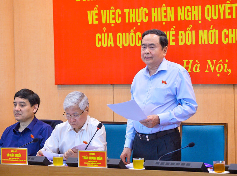 Phó Chủ tịch thường trực Quốc hội Trần Thanh Mẫn phát biểu tại buổi giám sát. (Ảnh Duy Linh)