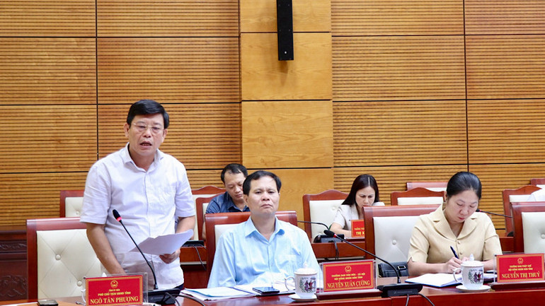 Đồng chí Ngô Tân Phượng, Phó Chủ tịch Ủy ban nhân dân tỉnh Bắc Ninh phát biểu.