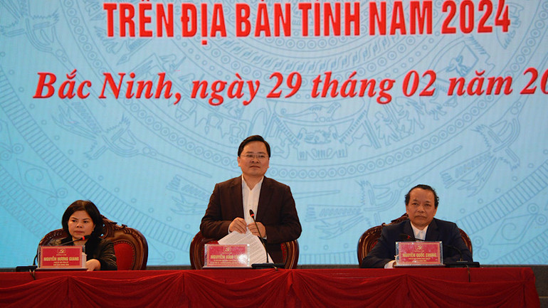 Bí thư Tỉnh ủy Bắc Ninh Nguyễn Anh Tuấn phát biểu kết luận hội nghị.