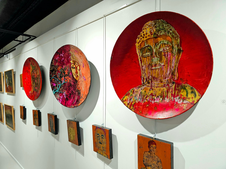 Một số tác phẩm của họa sĩ Nguyễn Văn Hổ. (Ảnh: MINH DUY)