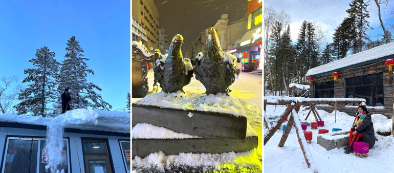 Tuyết liên tục rơi và phủ dày khắp nơi. Việc cào tuyết để lấy lối đi và giảm tải cho mái nhà là điều người dân ở đây thường xuyên phải thực hiện. Tuyết liên tục rơi và phủ dày khắp nơi. Việc cào tuyết để lấy lối đi và giảm tải cho mái nhà là điều người dân ở đây thường xuyên phải thực hiện.